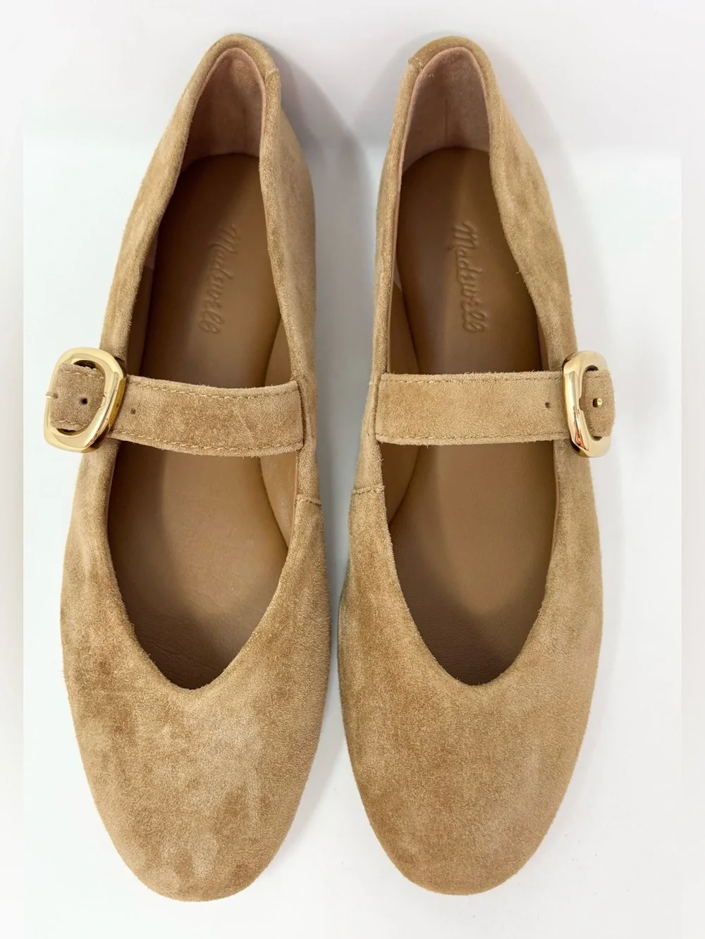 Madewell The Remy Mary Jane Flats Dried Acorn Brown Suede Gold Buckle Size 6